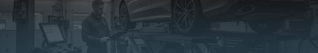 Car maintenance in an auto shop.